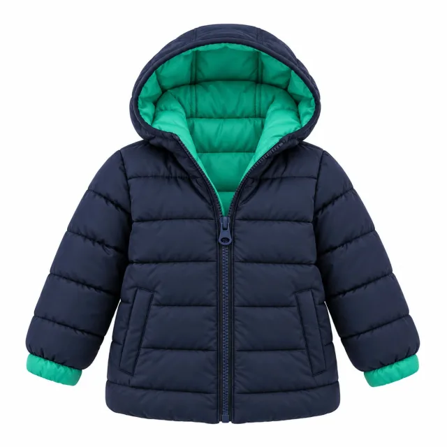 German Kids Puffer Jacket – Navy & Teal