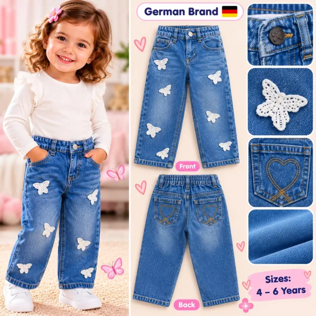 1. Girls’ Embroidered Butterfly Jeans , 2.👖 H&M Girls’ Skinny Fit Jeans