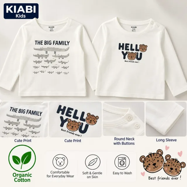 KIABI Boys’ Long-Sleeve T-Shirts – The Big Family & Hello You