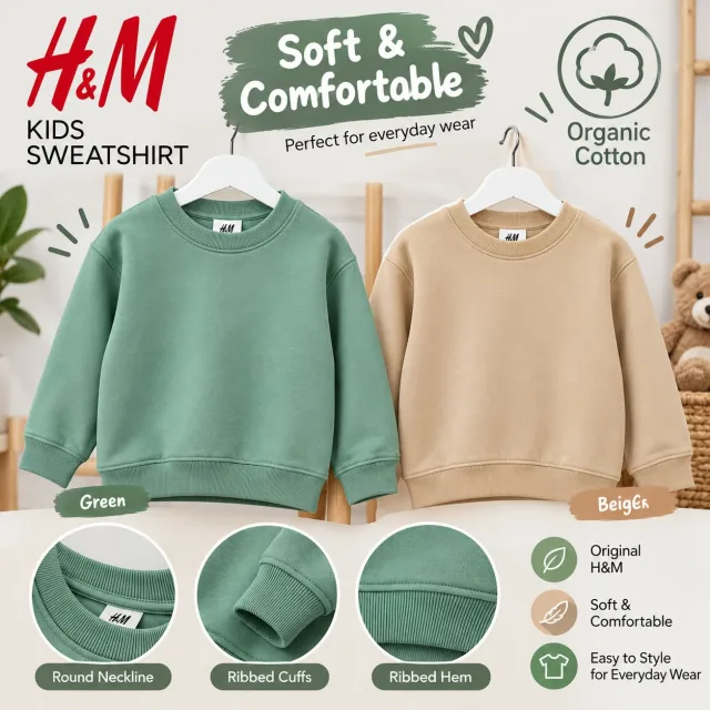 H&M Kids Sweatshirt – Green & Beige