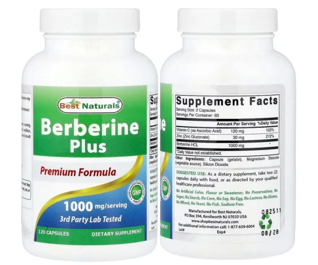 Best Naturals - Berberine Plus 1000mg - 120 Capsules