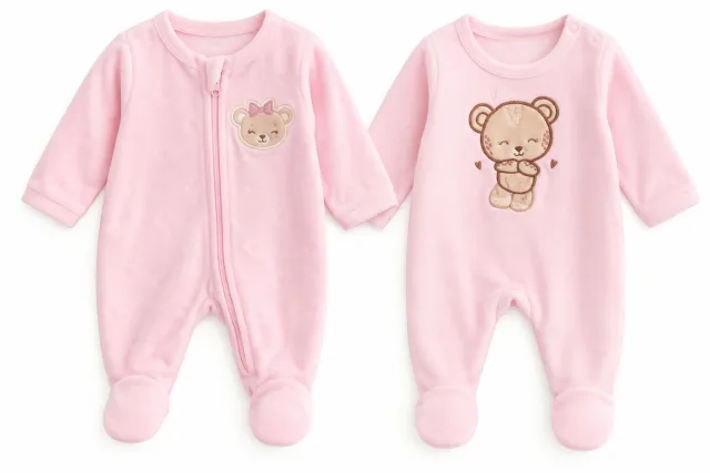 Baby Girls’ Pink Sleepsuits –2 Styles