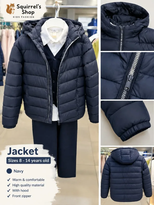  Navy Blue Hooded Puffer Jacket – German Brand