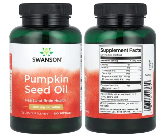 Swanson Vitamins - Pumpkin Seed Oil 1,000 mg - 100 Softgels