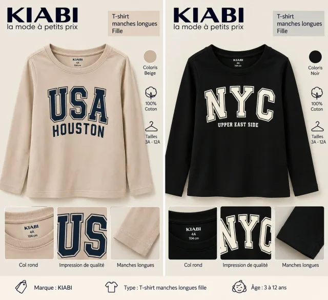 Beige USA Houston Top,  Black NYC Top