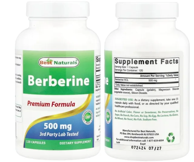 Best Naturals, Berberine, 500 mg, 120 Capsules