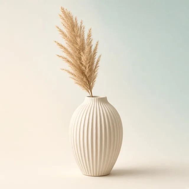 Ribbed Ceramic Vase