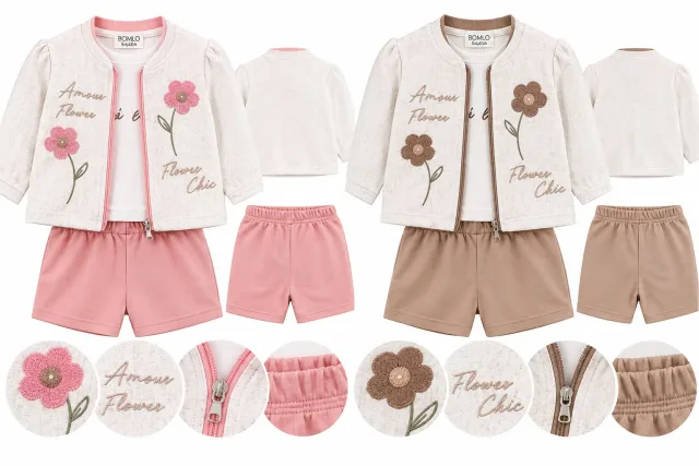 Girls’ 3-Piece Outfit – Floral Chic 🌸
