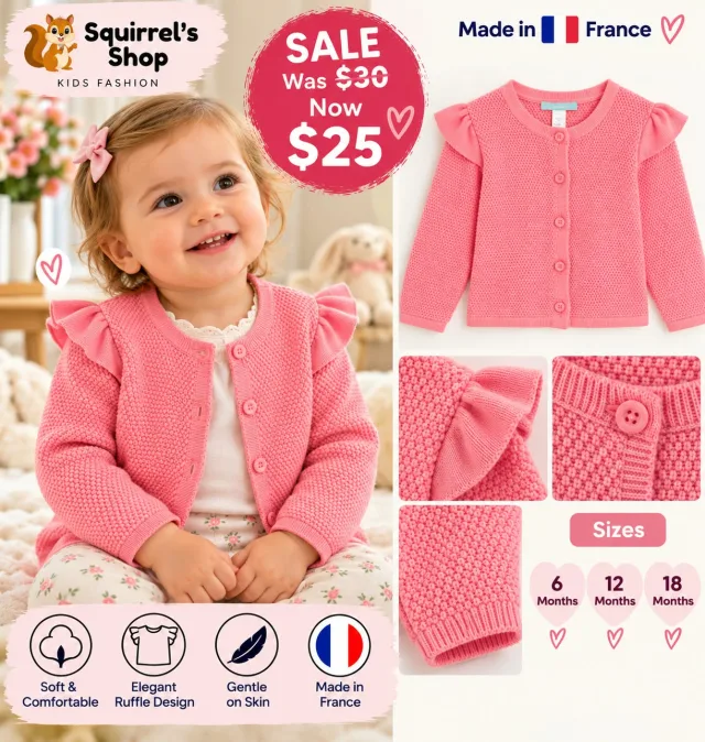 Girls Pink Ruffle Cardigan