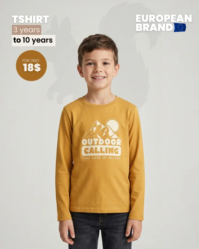 Boys’ Mustard Yellow Organic Cotton T-Shirt