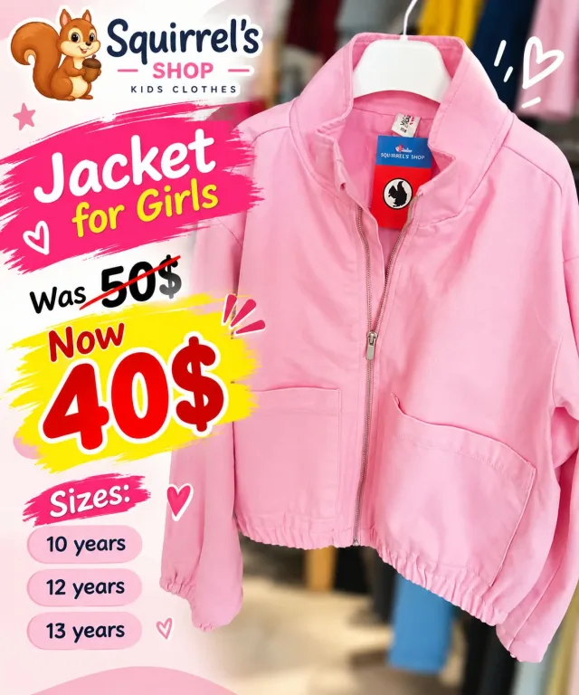 Pink Girls’ Jacket – Squirrel’s Shop