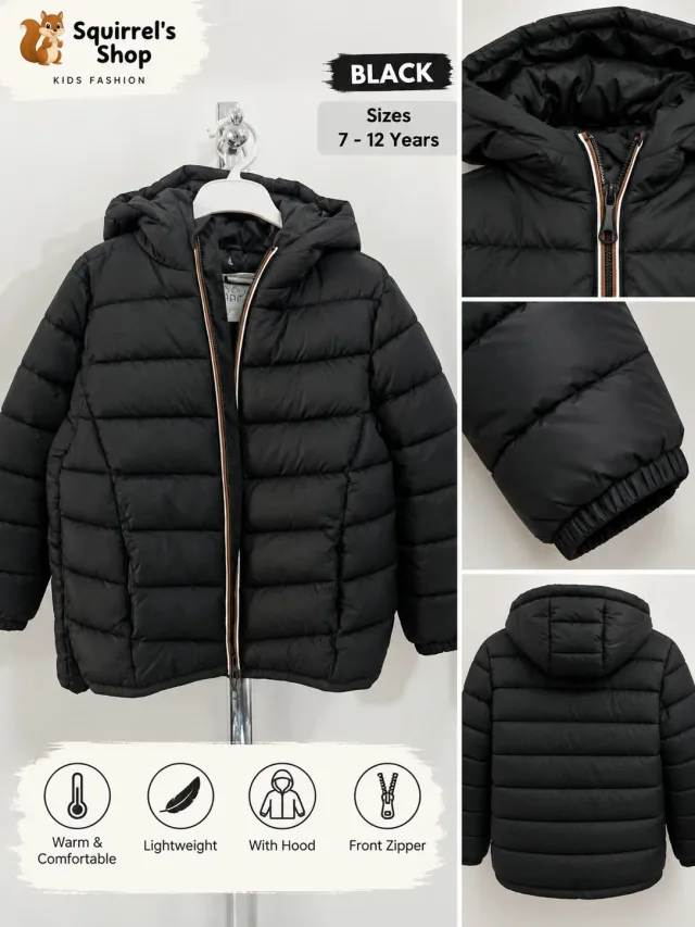  Black Hooded Puffer Jacket – German Brand