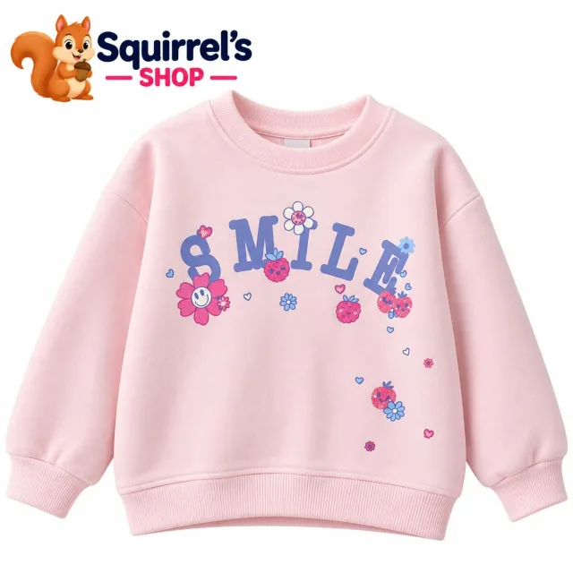 Girls’ Pink “SMILE” Sweatshirt