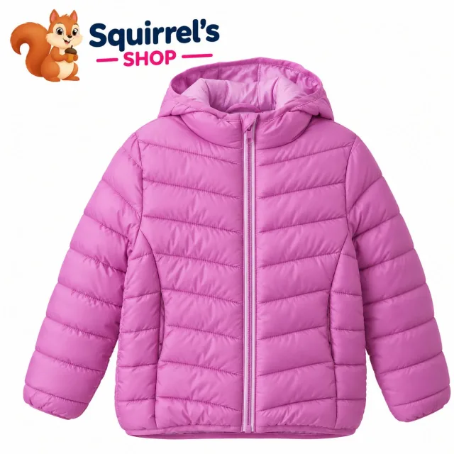 Girls’ Pink Quilted Hooded Jacket