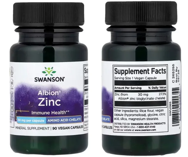 Swanson Vitamins, Albion Zinc (30 mg), 90 Vegan Capsules