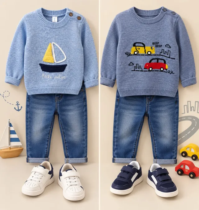 🧸 **Baby Boys Sweater & Jeans Sets*