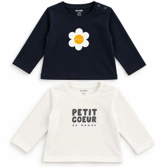 KIABI Baby Long-Sleeve T-Shirts – 2 Designs