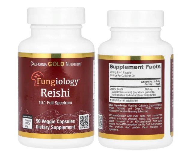 California Gold Nutrition - Reishi (Ganoderma lucidum) - Full Spectrum -  90 Veggie Capsules
