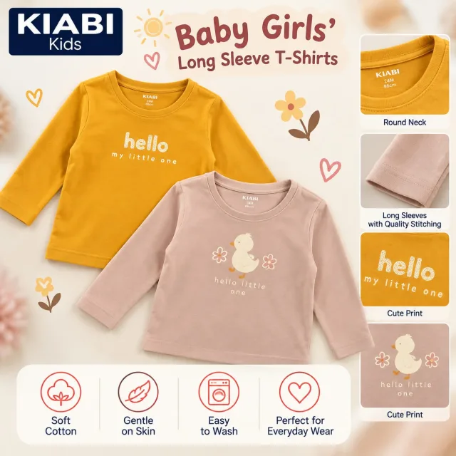KIABI Baby Girls’ Long-Sleeve T-Shirts – Hello My Little One