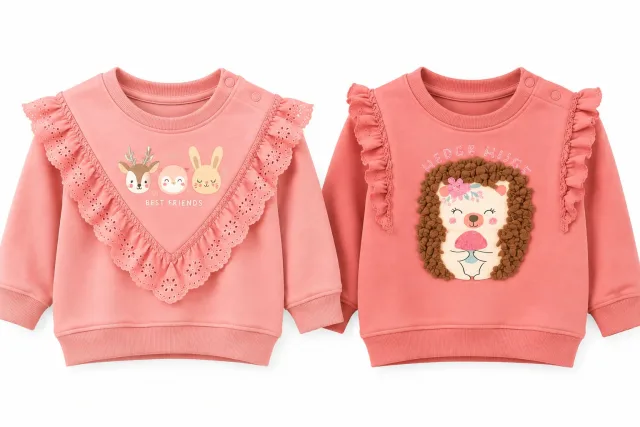 Baby Girls’ Pink Sweatshirts – Ruffle Designs