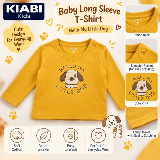  KIABI Baby Boys’ Mustard Yellow Long-Sleeve T-Shirt