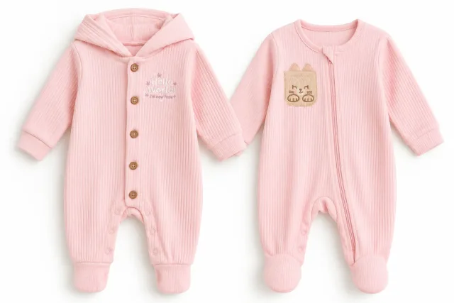 Baby Girls’ Pink Sleepsuits –2 Styles