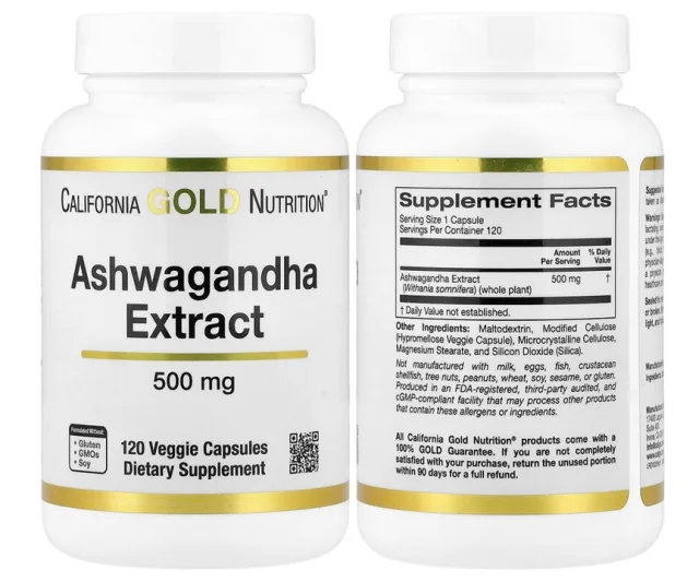 California Gold Nutrition - Ashwagandha 500 mg - 120 Veggie Capsules