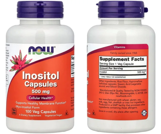 NOW Foods, Inositol, 500 mg, 100 Veg Capsules