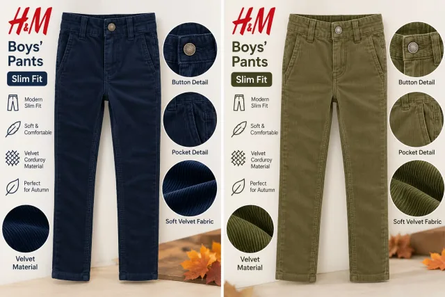  H&M Boys’ Slim Fit Corduroy Pants – 2 Colors