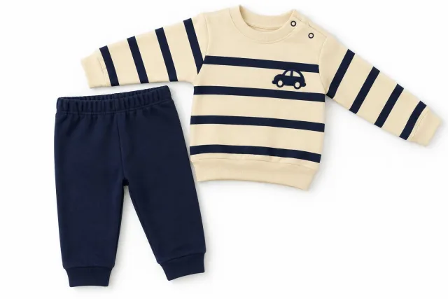  Baby Striped Sweatshirt & Pants Set
