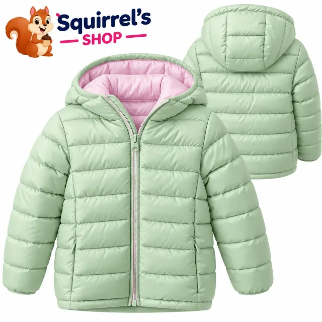 Girls’ Mint Green Quilted Hooded Jacket